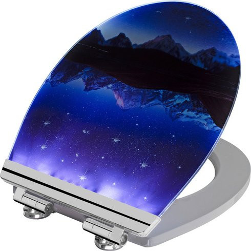 Cornat WC-Sitz LED aus MDF mit Softclose-Funktion in Blau, B: 43,5 cm, T: 37,0 cm, H: 3,26 cm - Bild 1