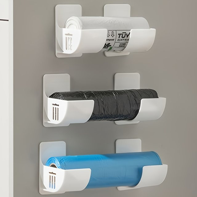 Untior Aufbewahrungsregal für Küche und Kühlschrank in Grau oder Weiß, 2er- oder 6er-Pack, bohrfrei zur Organisation von Frischhaltefolie und Müllbeuteln - Bild 1