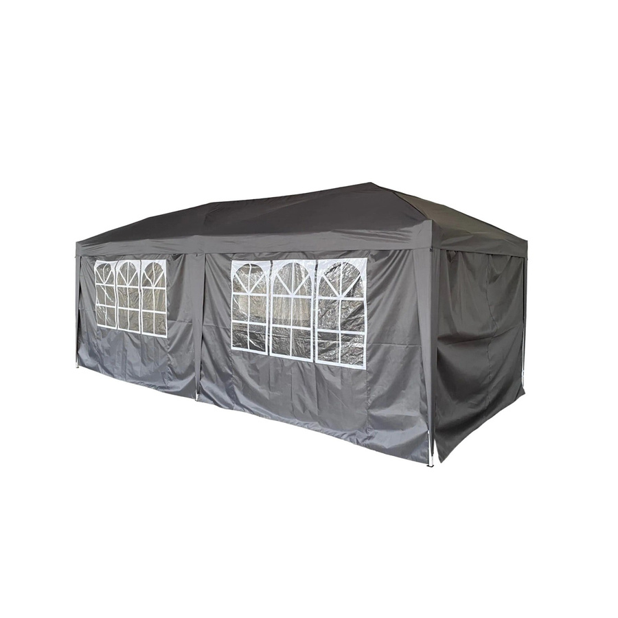 DELUKE Pavillon RIGA Gartenpavillon mit abnehmbaren Seitenteilen in Schwarz und Anthrazit, B/T/H: 600 x 300 x 260 cm - Bild 2