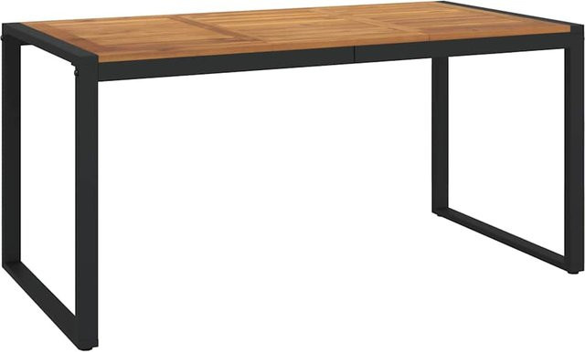 Gartentisch aus massivem Akazienholz in Braun mit U-förmigen Beinen von VD Home Furnishing, B/T/H: 160 x 80 x 75 cm - Bild 1