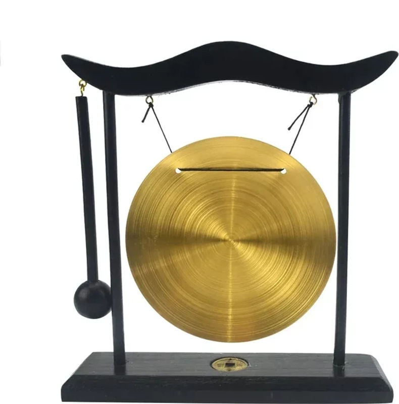 MINIDEAL Feng Shui Messing Gong in Gold als runde Desktop Zen Kunst Dekoration für dein Wohnzimmer - Bild 1