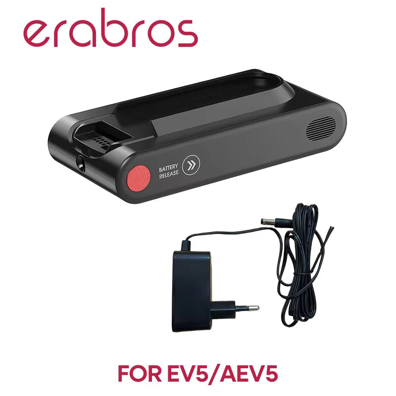 Erabros Ersatzteilset für EV5 Staubsauger mit Akku, Ladegerät, HEPA-Filtern und Adapter in Schwarz - Bild 2