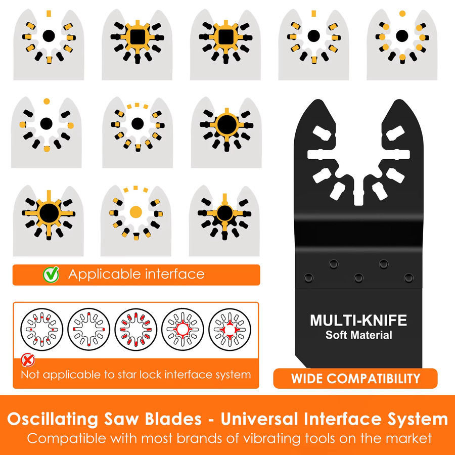 Toorise 10 Stück Oszillierende Multifunktionswerkzeug-Hakenklingen zum Schneiden von Weichmaterialien wie Dachschindeln, PVC-Boden und Teppich - Bild 3