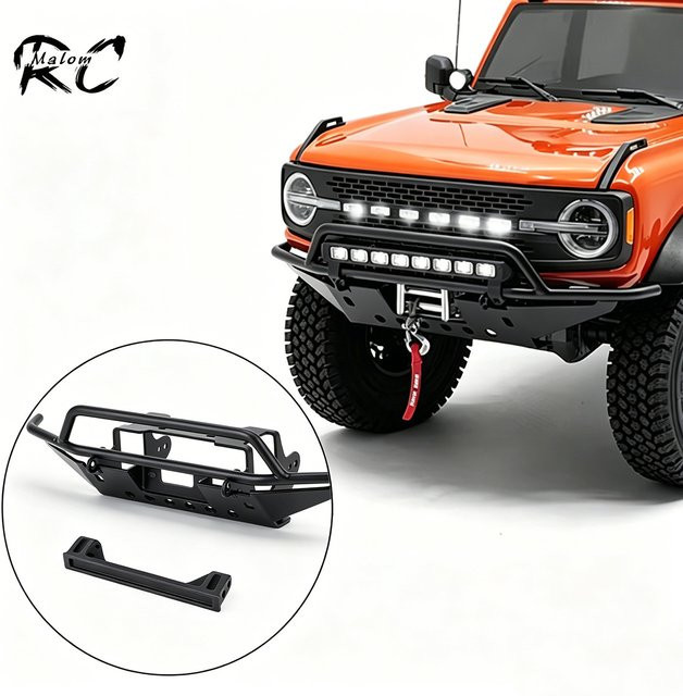 MALOM RC Spezieller Edelstahl-Frontstoßfänger für TRX-4 2021 Bronco 1/10 Crawler, mit integrierter Windenhalterung und Lichtleistenhalterung - Bild 1