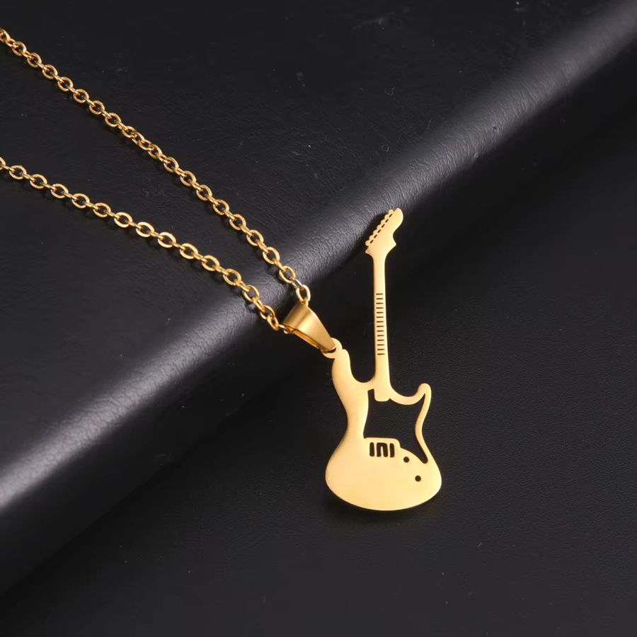Cazador Halskette mit Gitarren-Anhänger, Edelstahl, Gold, Unisex - Bild 2