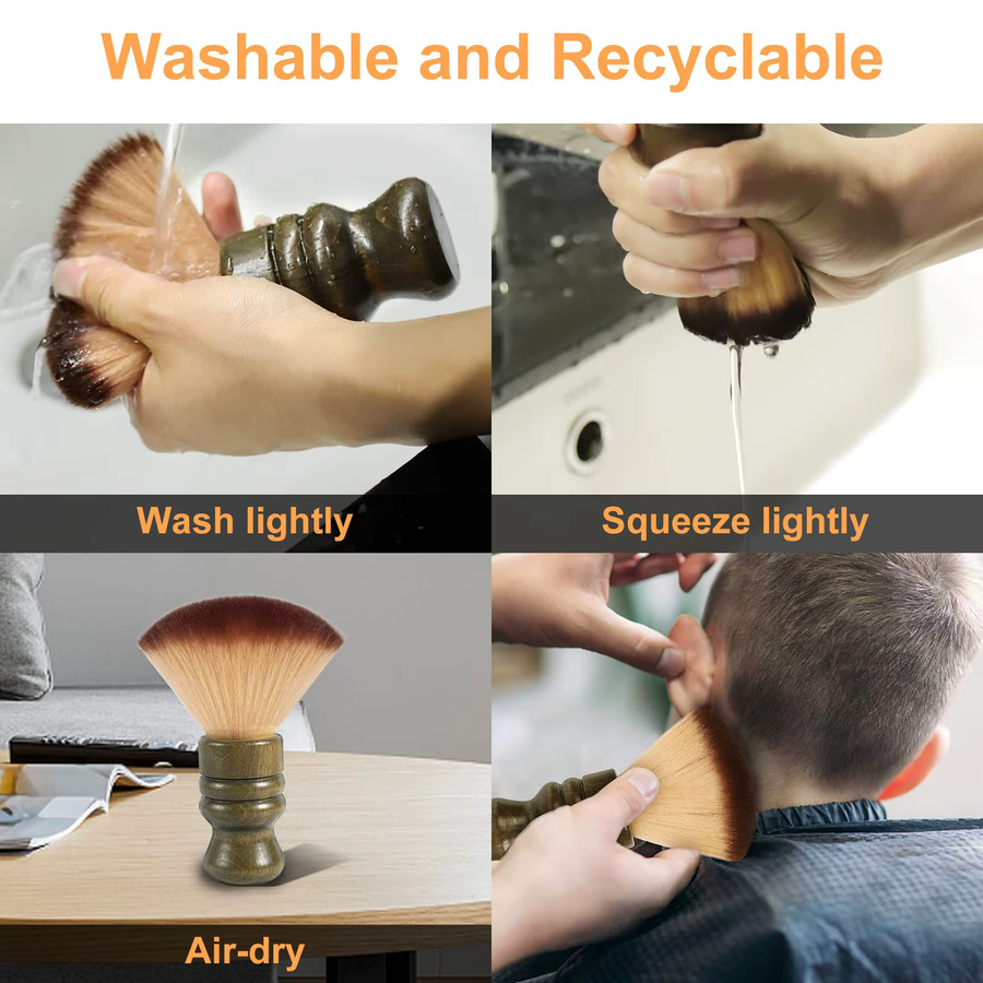 WANGDA PROFESSIONAL Barber Neck Duster Brush, Gesichtsreinigungs- und Bartbürste mit Holzgriff - Bild 6