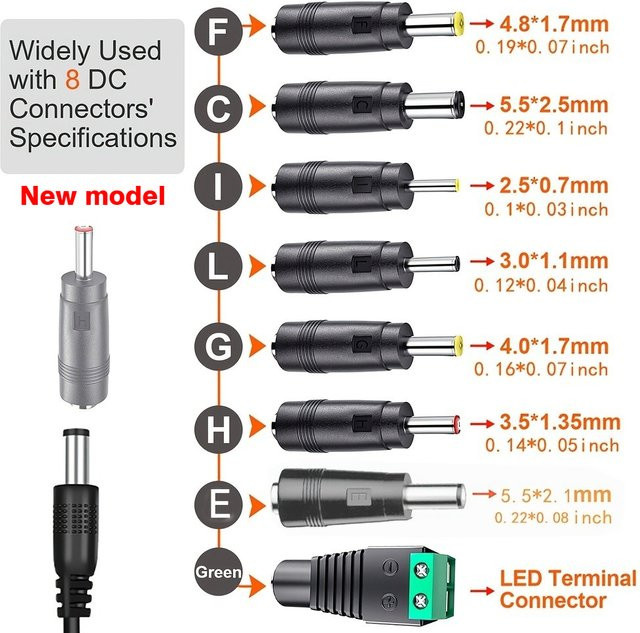 8er Set Universal AC DC Netzteil Adapterstecker Tipps für Lenovo Thinkpad Laptops, Schwarz, 5,5mm x 2,1mm - Bild 1