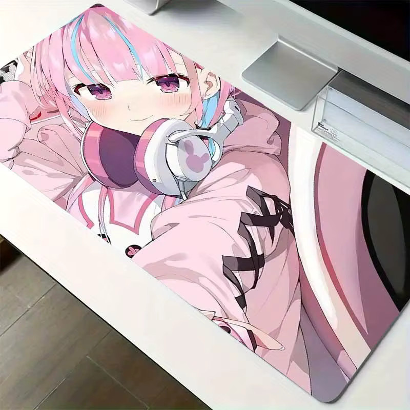 ACMALCO Mauspad Anime Mädchen Mauspad in Rosa, rutschfeste und waschbare Gaming-Schreibtischunterlage für Laptop und PC - Bild 5