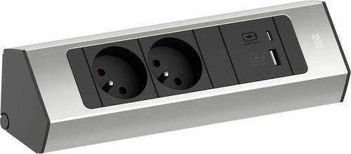 Bachmann 932.003 Steckdosenleiste in Schwarz und Silber mit USB-A und USB-C Anschlüssen - Bild 1