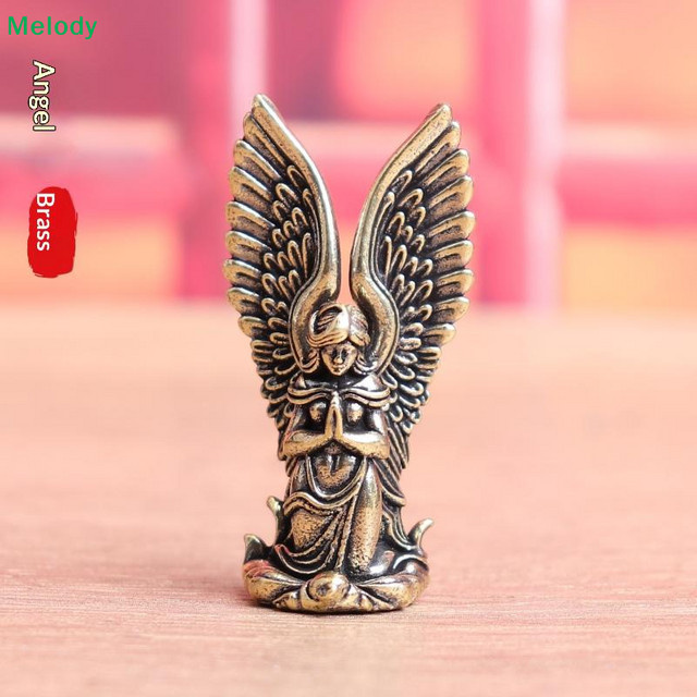 PlumHOME Schutzengel Statue aus Messing in Gold als dekorative Miniaturfigur für deinen Schreibtisch - Bild 1