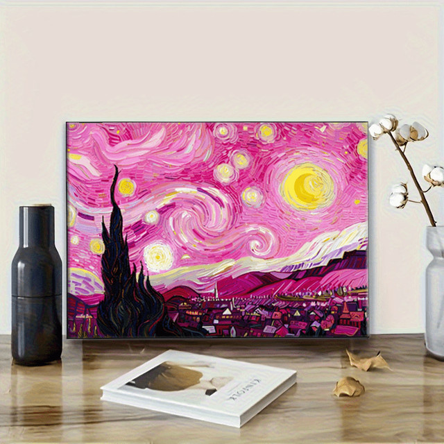 KAYOU 5D DIY Diamant-Malset, Van Gogh Sternennacht, Rosa, Acryl, Round - Bild 1