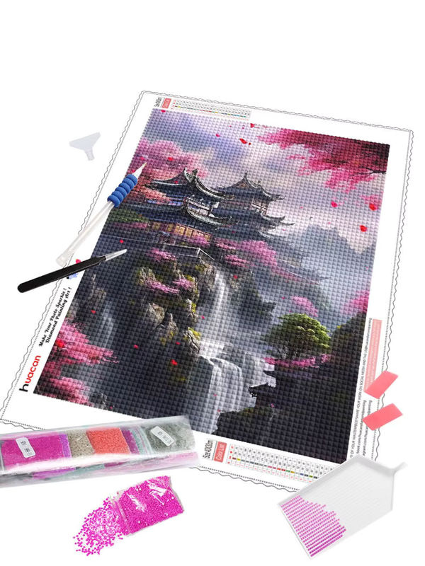 Huacan Diamantmalerei Japanisches Haus Mosaik Blume Wanddekoration Multicolour - Bild 4