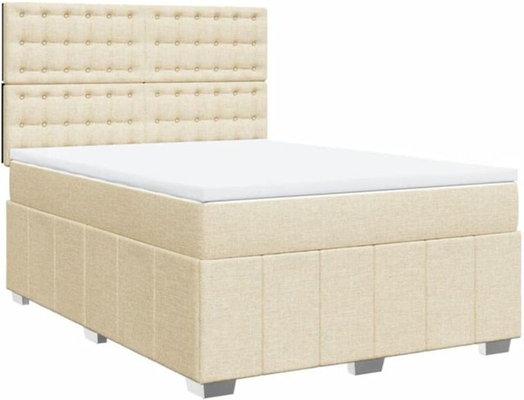 vidaxl Boxspringbett mit Matratze aus Stoff in Creme und Beige, B/T/H: 140 x 200 cm - Bild 1