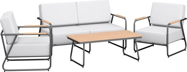 Loungegruppe Woodcliff 4-tlg. aus Aluminium und FSC Eukalyptusholz in Schwarz-Grau - Bild 1