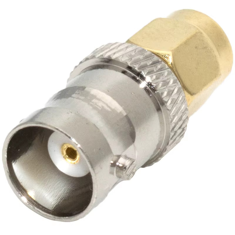 BNC Buchse auf SMA Stecker RF Koaxial Adapter aus Kupfer Messing in Silber - Bild 2