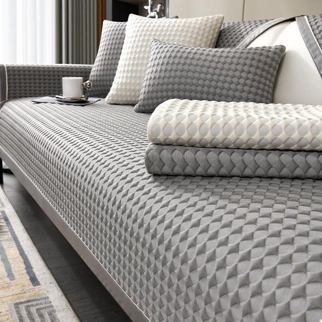 Super Six Sommer-Sofakissen in Grau, rutschfester und kratzfester Sofabezug aus Polyester, B/H: 70 x 90 cm - Bild 1