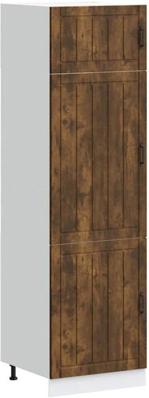 Küchen-Hängeschrank Lucca von Vidaxl in Landhaus-Optik aus Holzwerkstoff, Braun/Grau mit Drehtüren - Bild 1