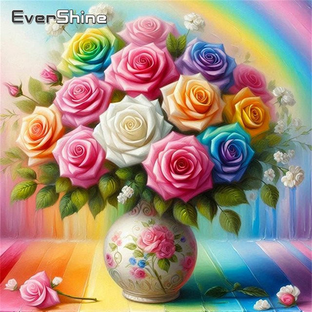 Evershine Diamond Painting Set Rose Wandkunst mit Vollbohrern in Mehrfarbig, B/H: 20 x 20 cm - Bild 1