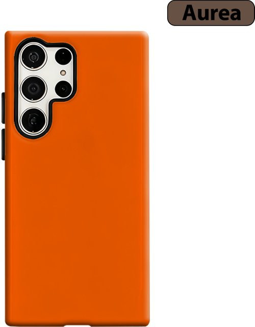Stoßfeste Doppelschicht Handyhülle für Samsung Galaxy S25 Ultra, S24 und S23 Ultra Plus in Orange-Rot - Bild 1