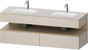 Duravit Einbauwaschtisch-Möbel-Set Qatego mit LED-Beleuchtung in Taupe Matt, B/T/H: 160 x 55 x 60 cm - Bild 1