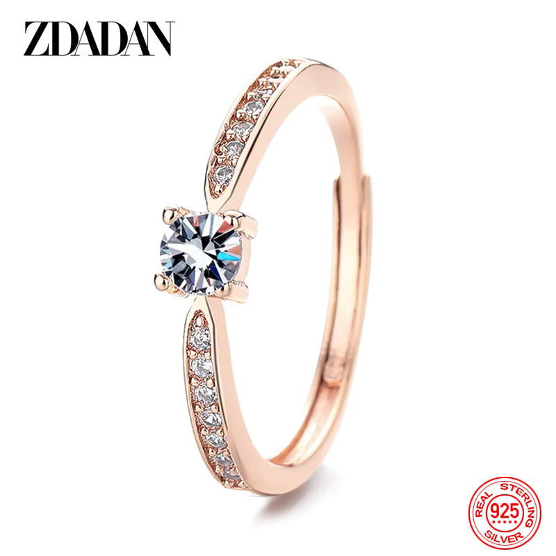 ZDADAN Ring 925 Silber, Gold, Moissanit, Damen - Bild 2