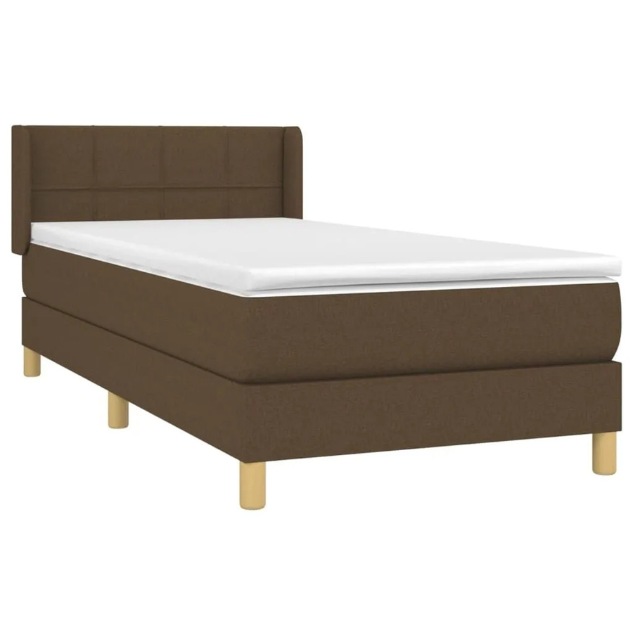 vidaXL Boxspringbett Hybrid mit Matratze Dunkelbraun B/T/H: 90 x 193 x 78 cm - Bild 2