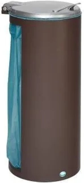 PROREGAL Kompakter Abfallsammler Junior mit Deckel aus Stahl in Braun, H x B x T: 90 x 45 x 45 cm - Bild 1