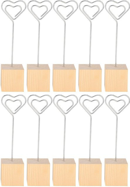 10er Set Shoemst Foto Halter mit Massivholz Basis und silbernen Metall Clips für Karten und Nachrichten - Bild 1