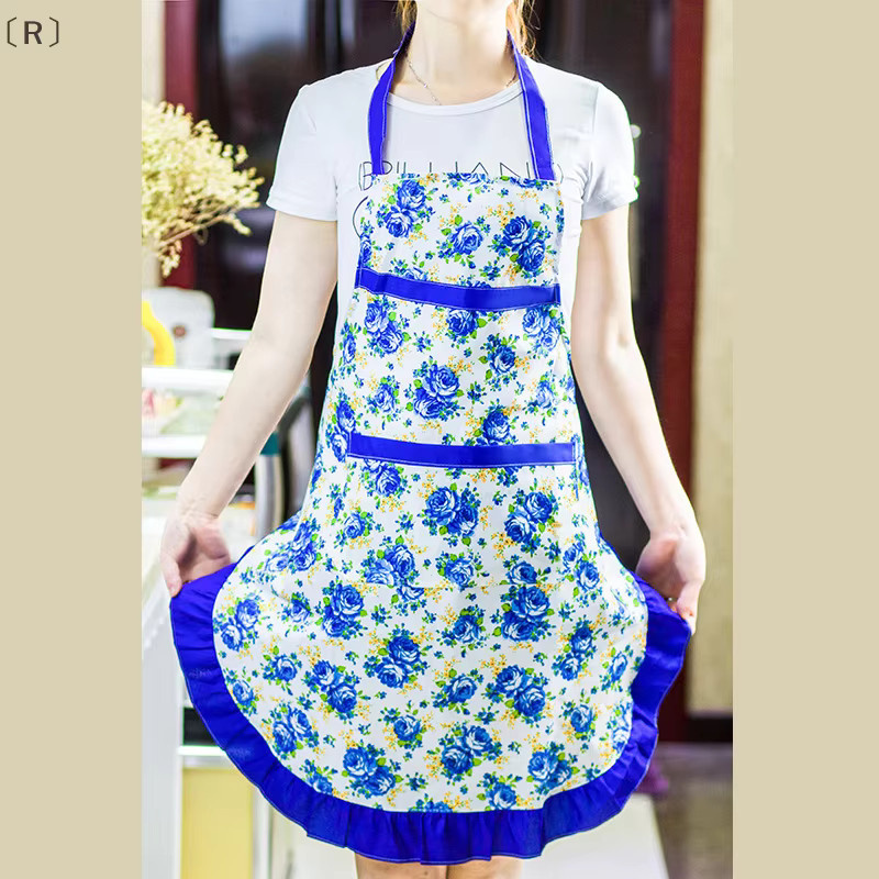 itariaR ParqueFloral Baumwoll-Canvas-Schürze für Damen in Rot, wasserdicht und ölbeständig mit Taschen und verstellbarem Taillengürtel - Bild 2