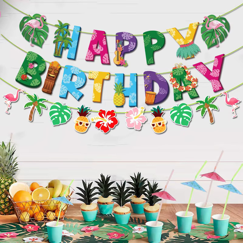 ZQNYCY Hawaiian Party Girlande mit Flamingo und Ananas als Geburtstag Dekoration für Sommer Luau und Hochzeit in Multicolor - Bild 2