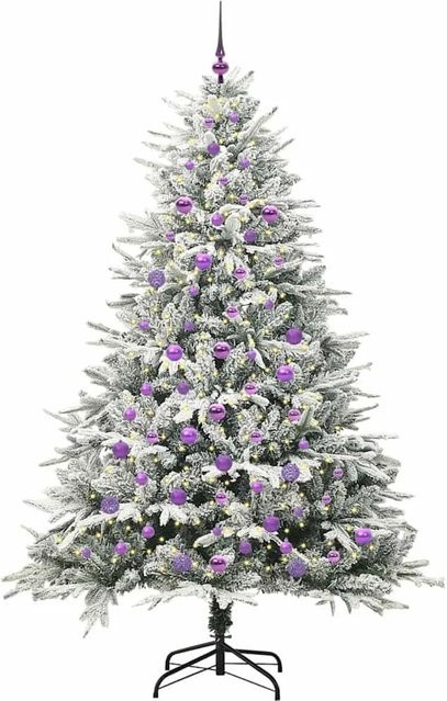 vidaXL Künstlicher Weihnachtsbaum in Grün mit warmweißer LED-Beleuchtung und Kugelset im modernen Design - Bild 1