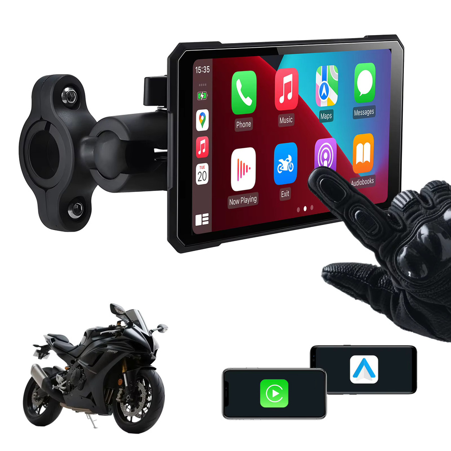 Neelyke 5 Zoll Smart-Motorrad-Display in Schwarz mit kabellosem CarPlay und Android Auto, Navigation, Siri und Google Assistant, IP67 wasserdicht - Bild 4