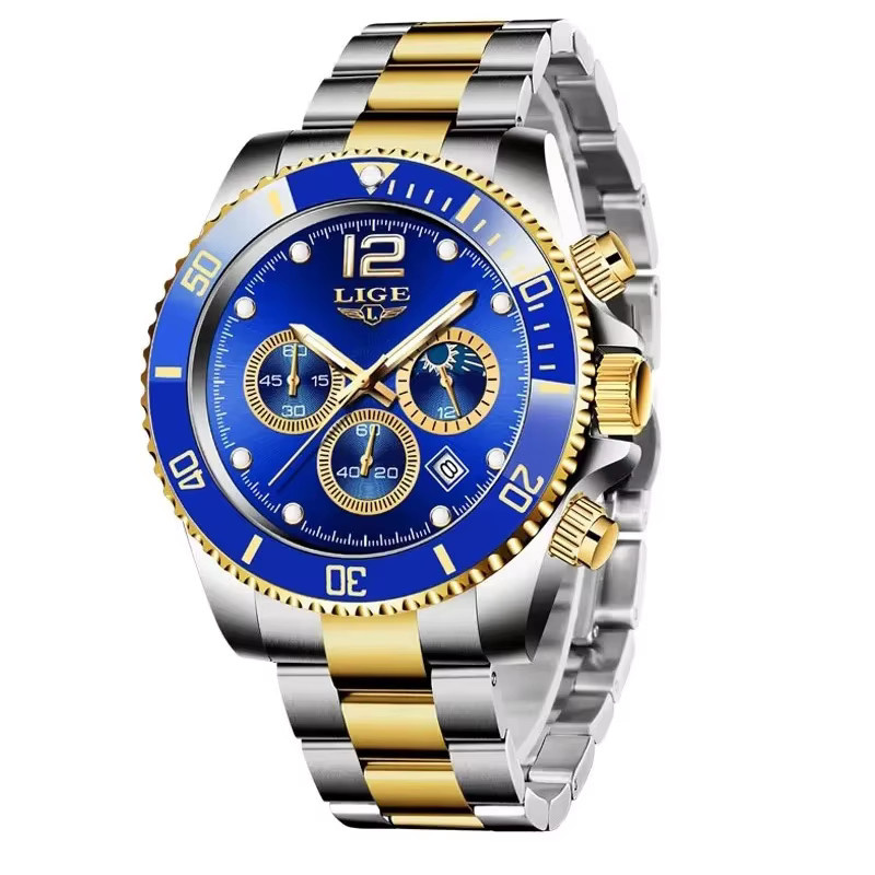 LIGE Chronograph Armbanduhr, Quarz, Edelstahl, Herren - Bild 7