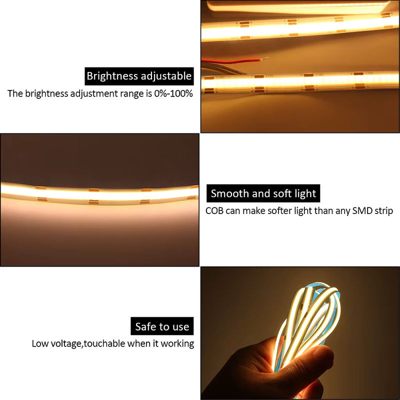 MJJC COB CCT LED Streifen mit 608 LEDs, dimmbar, Dual Weiß, 12V 24V DC, 5M Flexible FCOB Linear Band mit Ra90 und 10mm PCB Breite - Bild 4