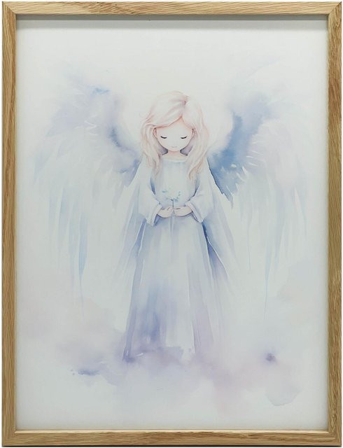 Freude des Engels Wandbild mit dunkelbraunem Holzrahmen, B/H: 30 x 40 cm - Bild 1