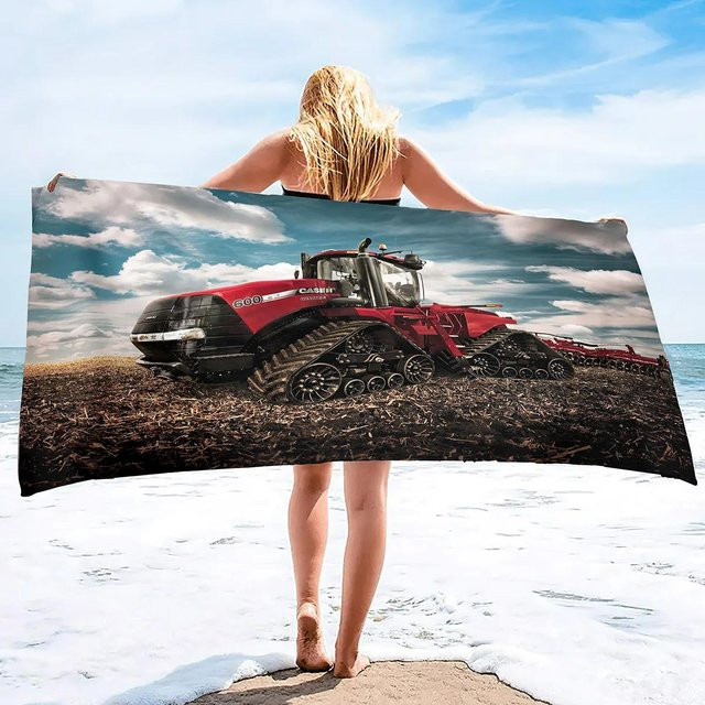 Sandfreies Mikrofaser Strandtuch mit Traktor-Motiv von JMG Household Supplies, schnelltrocknend und weich, Mehrfarbig, B: 100 cm, H: 50 cm - Bild 1