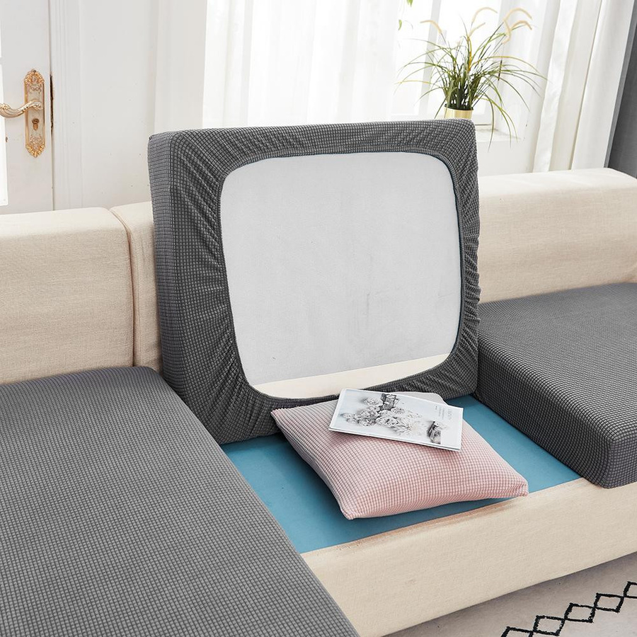 Airldianer Polarfleece Sofa-Sitzkissenbezug mit Jacquard-Struktur in Beige - Bild 1