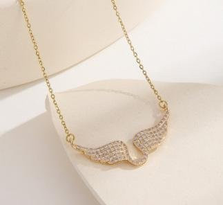 Halskette Engelsflügel, Zirkon, Gold, Damen - Bild 1