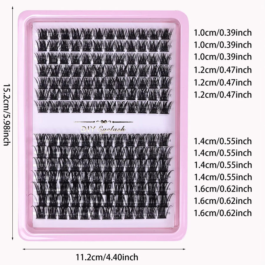 JIEFUXIN Wimpernbüschel, 168 Stück, 10-16mm, D-Curl, Black, Natürlich - Bild 3