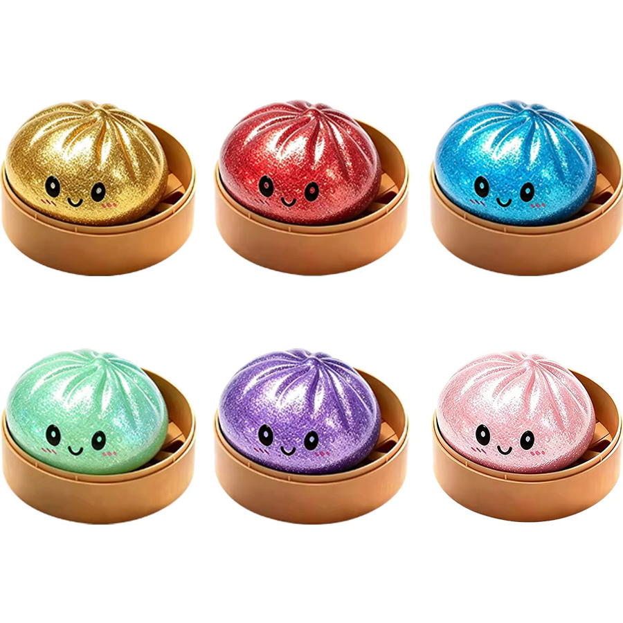 Potdemiel Buntes Glitzer-Baozi-Squishy-Spielzeug mit Dampfgarer, multicolour - Bild 3