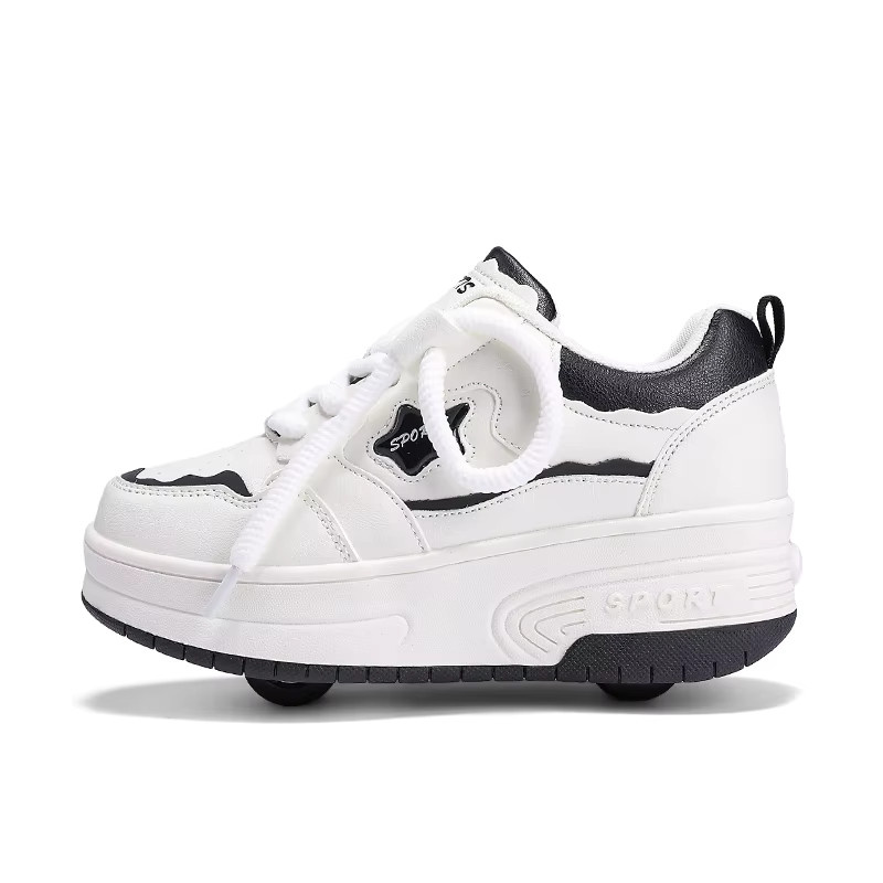 GENKCOAT Kinder-Rollschuhe, Leder-Rollschuhe, mit versteckten 2 Rädern, multifunktional, abnehmbare Freizeitschuhe - Bild 3
