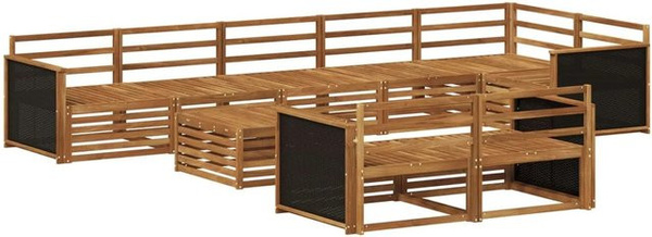 vidaXL Outdoor-Sofagarnitur aus Akazienholz, 9-teiliges Set, modern, braun, lackiert
