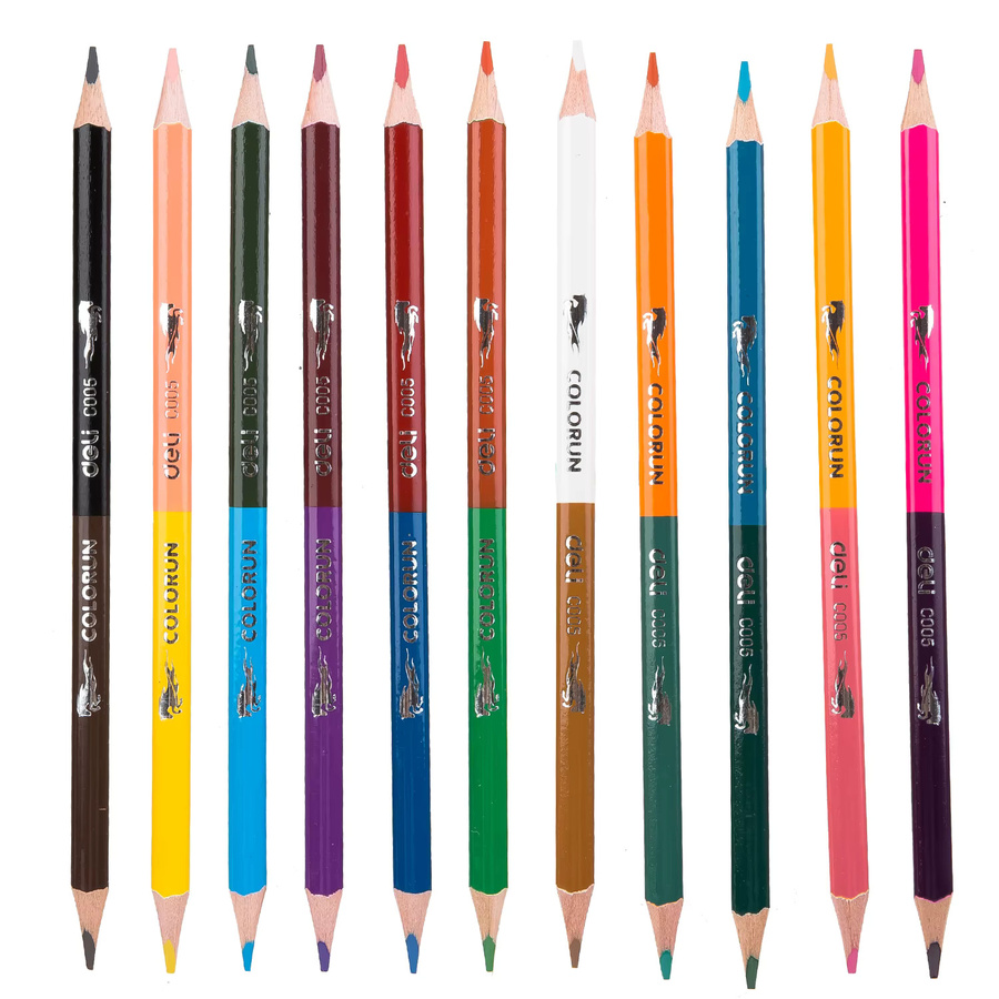DELI Buntstifte mit zwei Spitzen für Kinder und Schüler, 24 Farben, Multicolour - Bild 2