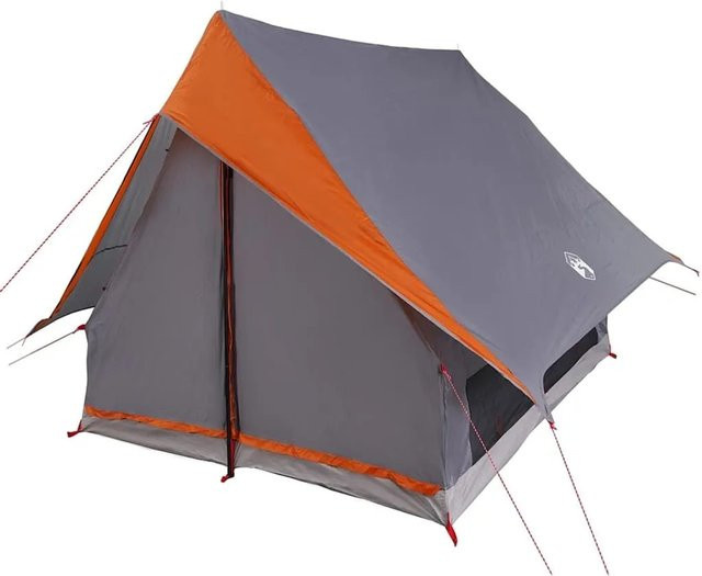 vidaXL Zelt mit Dach in Grau und Orange aus Polyester, H x B x T: 184 x 220 x 233 cm - Bild 1