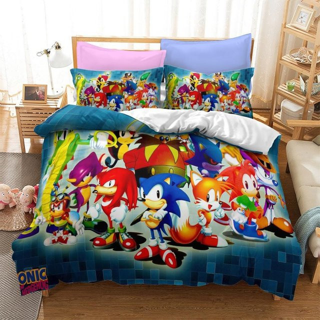 Sonic Drei Serie Dreiteiliges Bettwäsche-Set für Kinder, Mehrfarbig, B/H: 173 x 218 cm - Bild 1