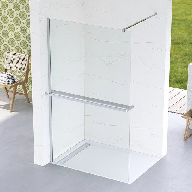 Aquabatos Walk In Duschkabine aus Glas mit Nano Beschichtung, Farbe Transparent, B/H: 120 x 200 cm, Chromoptik - Bild 1
