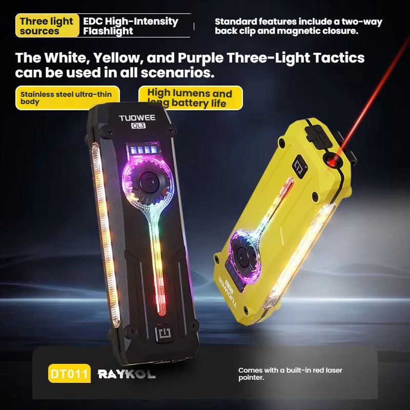 PASIION EDC Flat Pro Taschenlampe aus Edelstahl mit LED, RGB, UV und rotem Strahl, wiederaufladbar, Farbe: Rot/Mehrfarbig - Bild 4