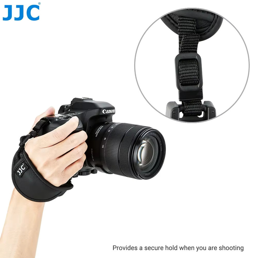 JJC Kamera Handschlaufe aus Leder mit Schnellverschluss in Schwarz für Canon, Sony und Olympus - Bild 5