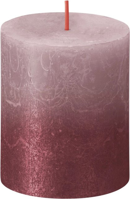 Bolsius Rustik-Kerze Sunset in Eschenrose-Rot, Durchmesser: 6,8 cm, Höhe: 8,0 cm - Bild 1