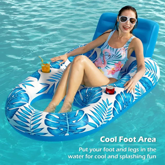 CatXaa Aufblasbare Schwimmende Hängematte als Pool Liegestuhl und Lounge Bett in Blau - Bild 1